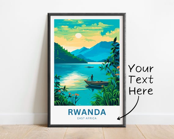 Personalized Rwanda Travel Print Rwanda Poster East Africa Wall Art Framed Present Gift United Africa Decor Custom Text Personalized