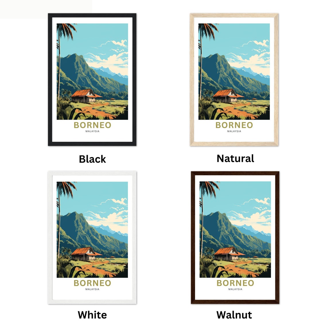 Borneo Malaysia Jungle Cabin Personalized Travel Wall Poster - Image 2
