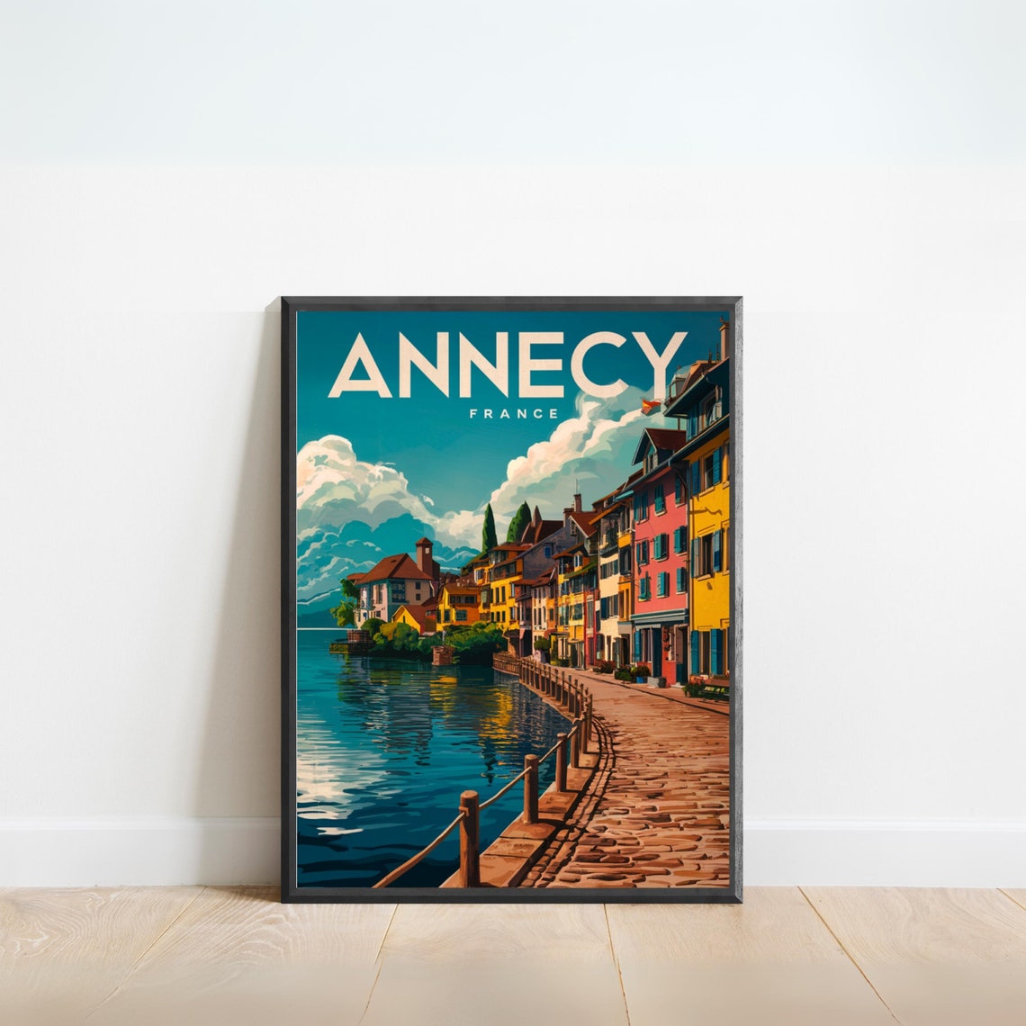 Annecy Vintage Travel Poster Annecy Print France Vintage Wall Art Framed Present Gift France Present