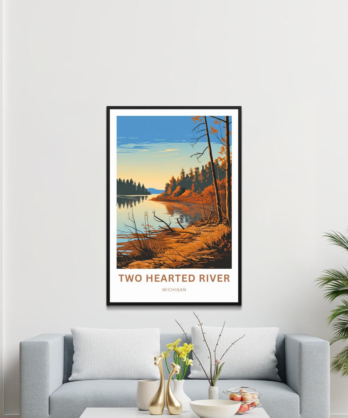 Two Hearted River Michigan Autumn Shoreline Personalized Poster - Image 4