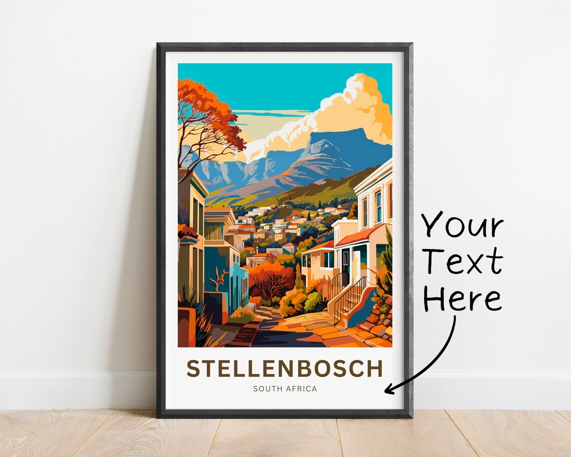 Stellenbosch South Africa Hillside Village Mountain View Poster