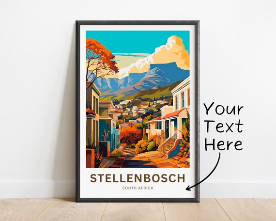 Personalized Stellenbosch Travel Print Stellenbosch Poster South Africa Wall Art Framed Present Gift South Africa Present