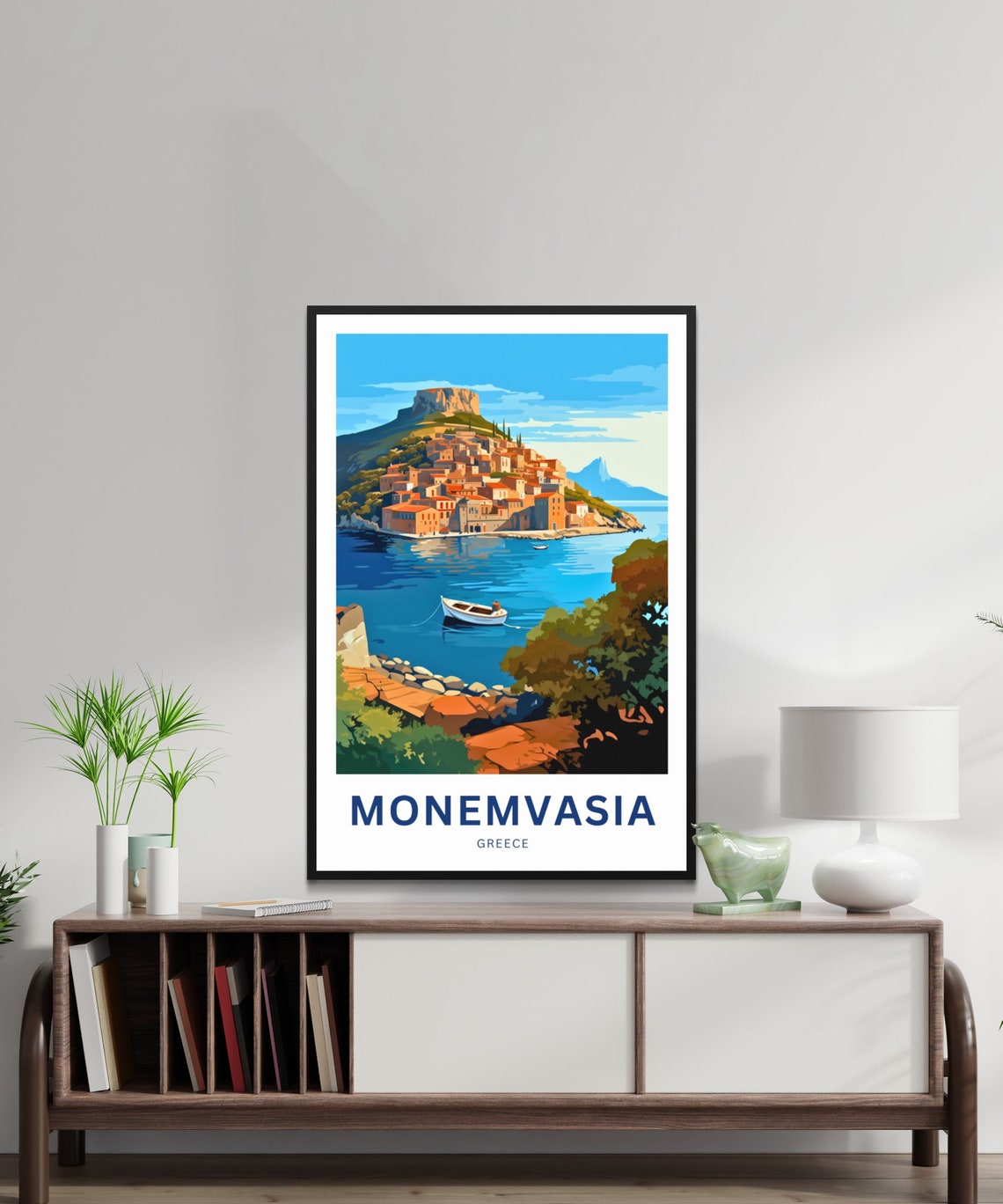 Monemvasia Greece Hilltop Coastal Town Island Sea Dramatic Poster - Image 2