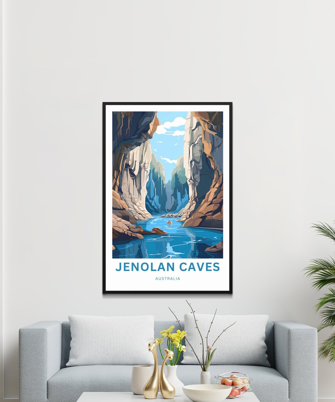 Jenolan Caves Australia Narrow Canyon Blue Water Cliffs Travel Poster - Image 3