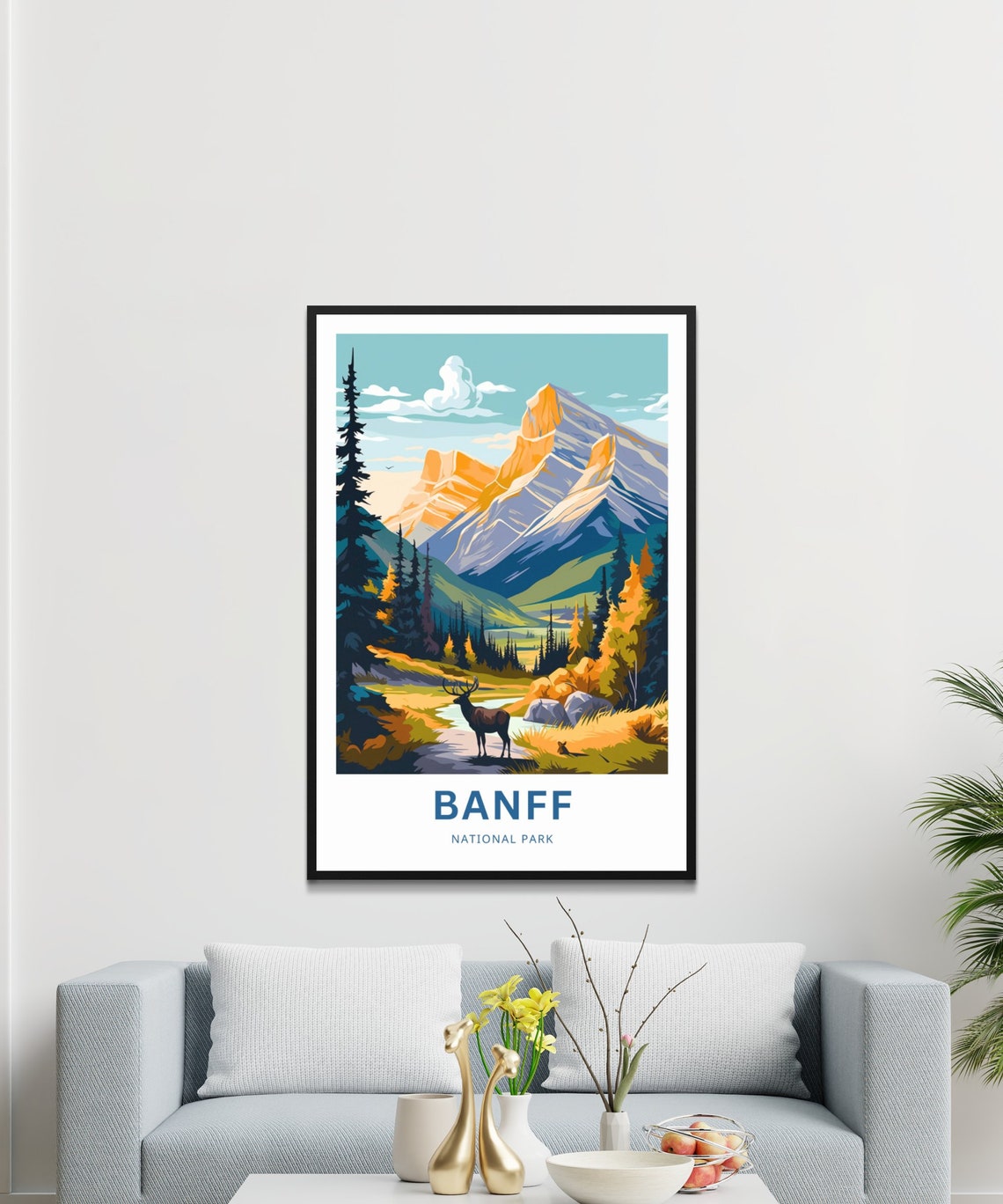Personalized Banff National Park Elk Meadow Custom Text Poster - Image 3