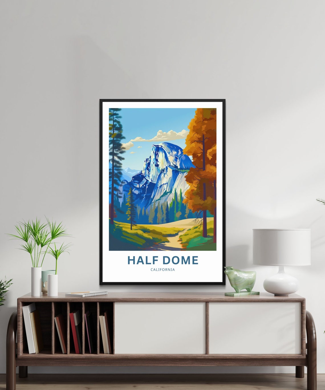 Half Dome California Yosemite Autumn Valley View Travel Poster - Image 2