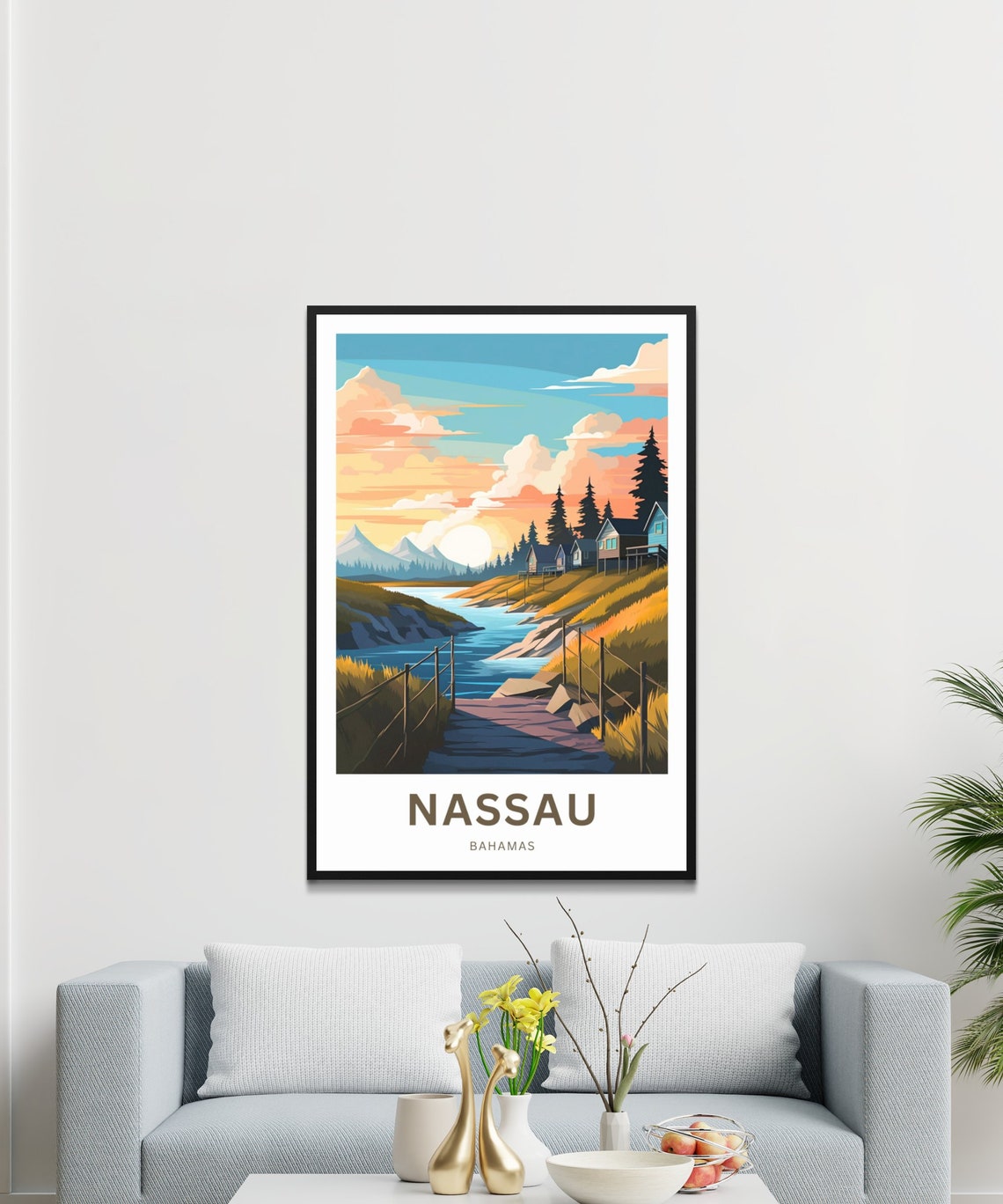 Personalized Nassau Travel Print Nassau Poster Bahamas Wall Art Framed Present Gift Bahamas Present - Image 3