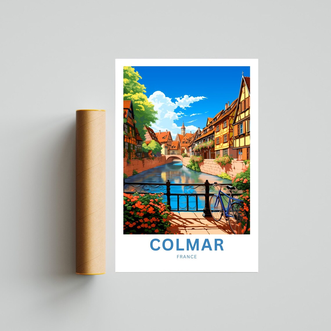 Personalized Colmar France Half Timbered Canal Scene Travel Poster - Image 4
