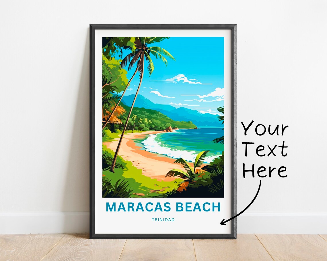 Maracas Beach Trinidad Personalized Tropical Palm Travel Poster