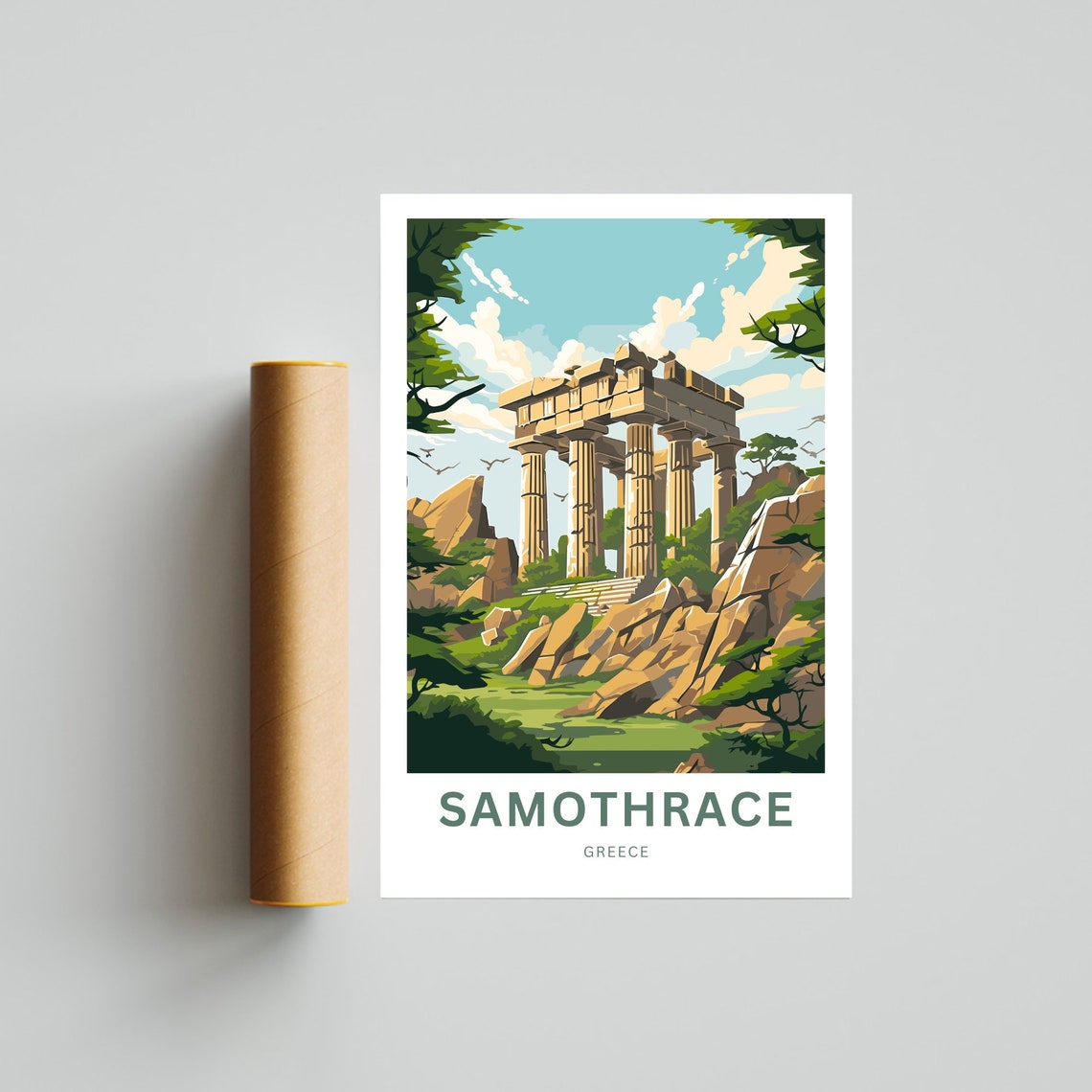 Samothrace Greece Ancient Temple Ruins Rocky Hillside Poster - Image 4