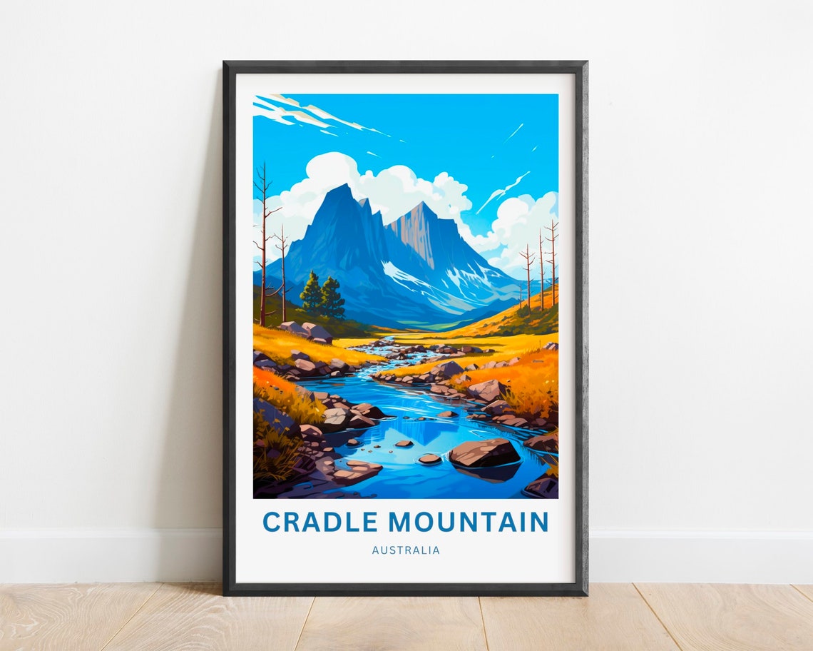 Cradle Mountain Australia Alpine River Valley Scenic Art Poster