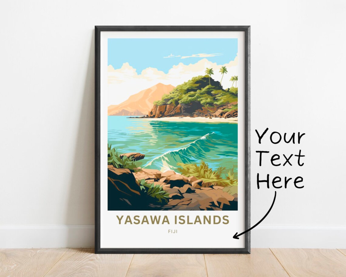 Yasawa Islands Fiji Personalized Tropical Bay Island Travel Poster