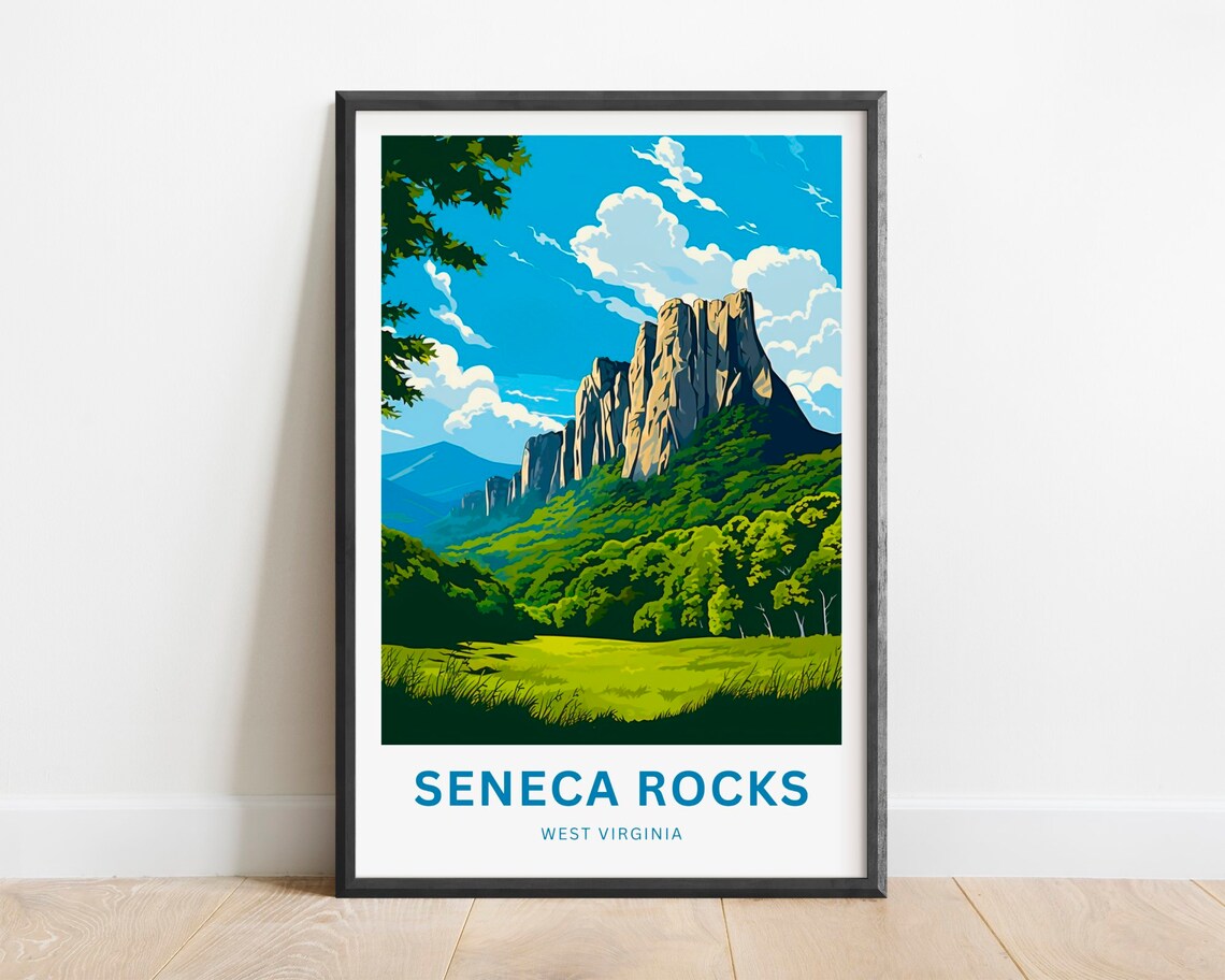 Seneca Rocks Travel Poster, Virginia Landscape