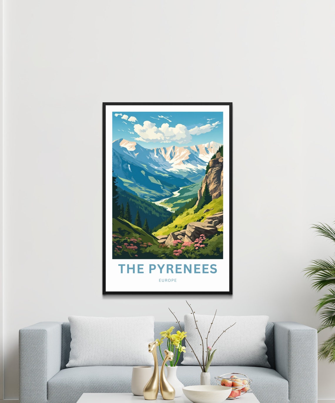 Personalized The Pyrenees Mountain Valley Wildflowers Gift Poster - Image 2