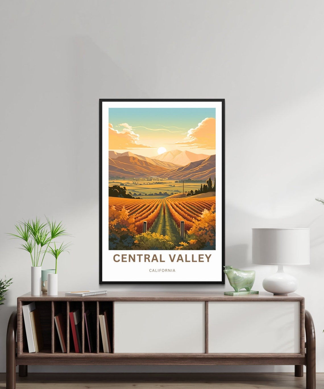 Central Valley California Vineyard Sunset Landscape View Poster - Image 2