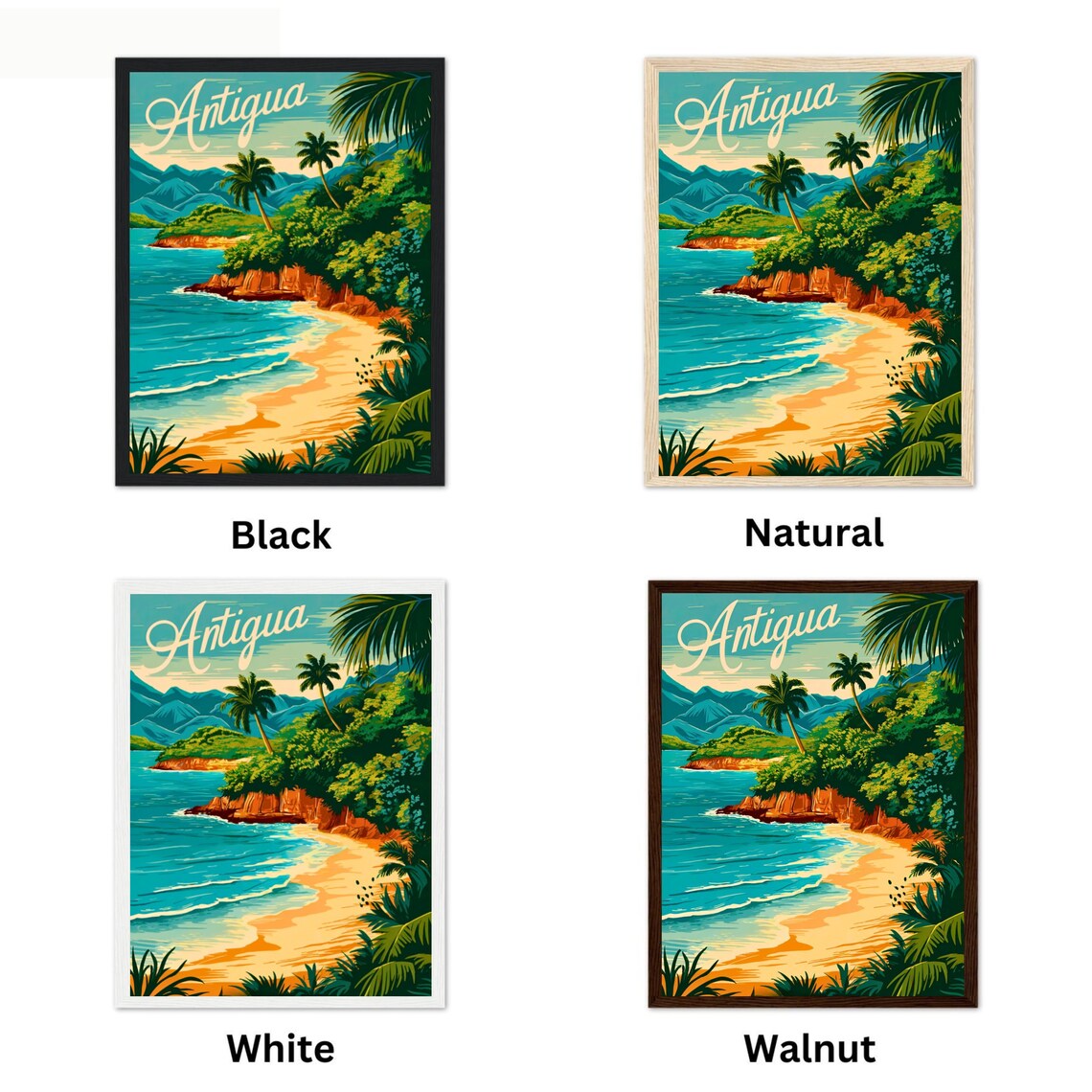 Antigua Caribbean Tropical Beach Vintage Travel Style Poster - Image 4