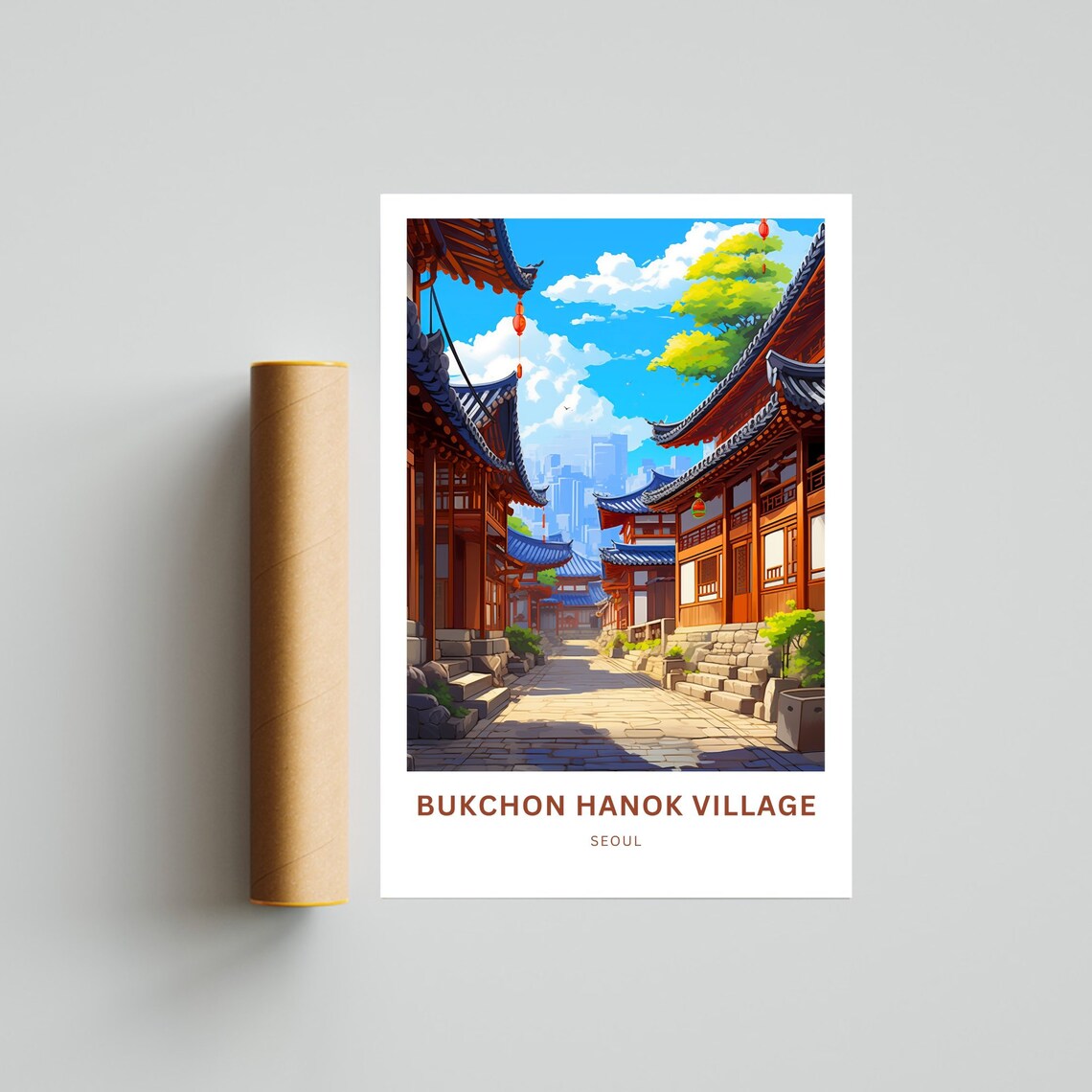 Bukchon Hanok Village Seoul Traditional Alley Lantern View Poster - Image 4