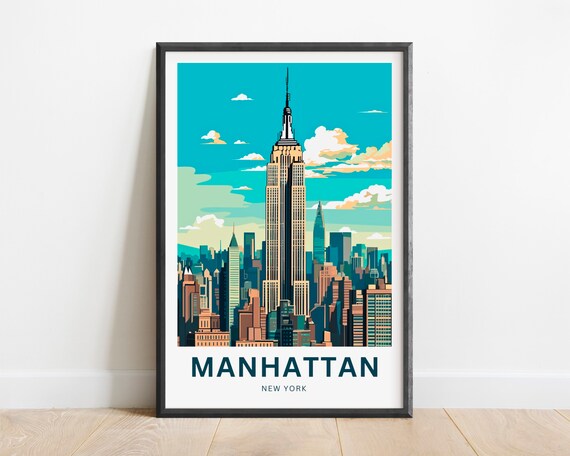 Manhattan New York Empire State Building Skyline View Poster