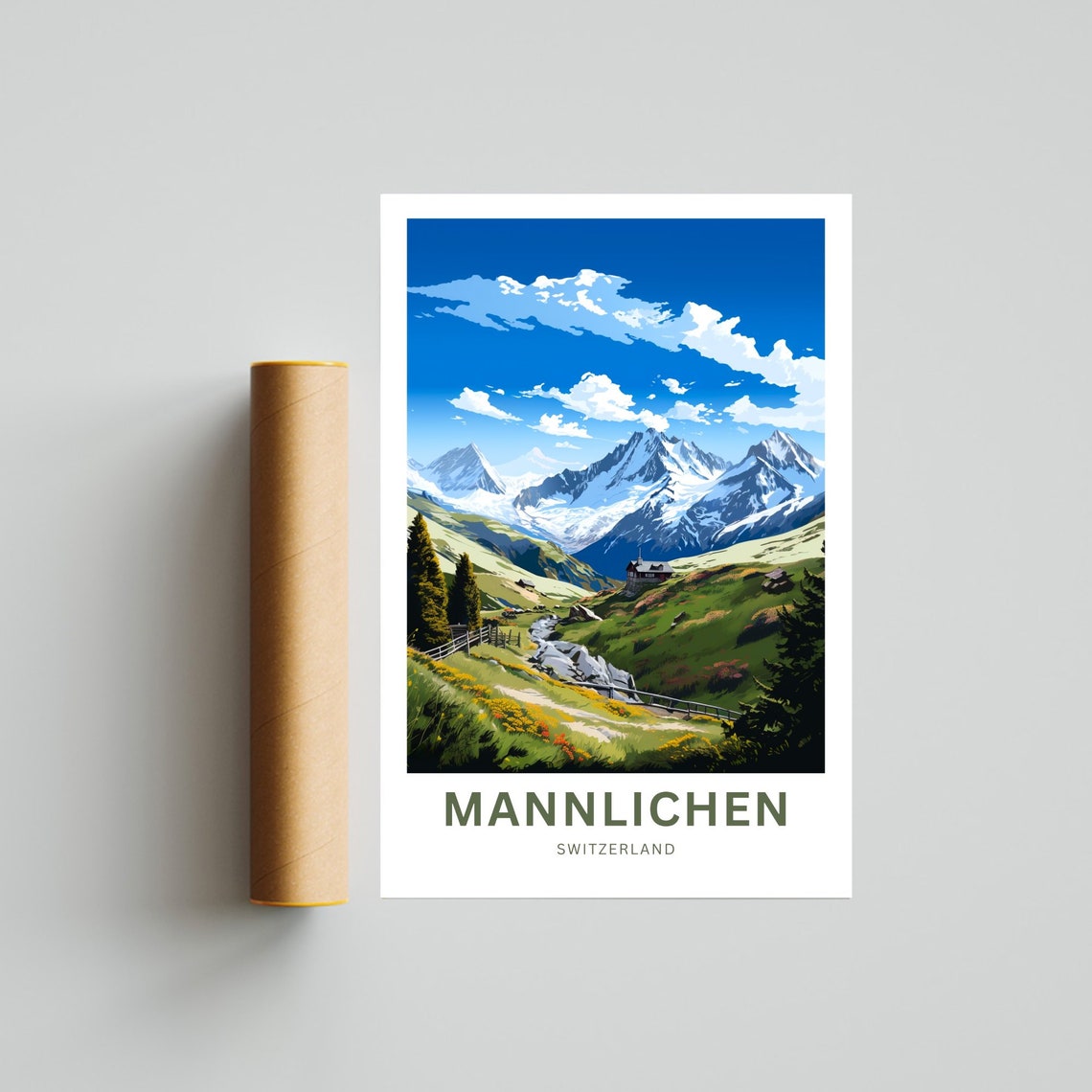 Personalized Mannlichen Switzerland Alpine Peaks Travel Poster - Image 4