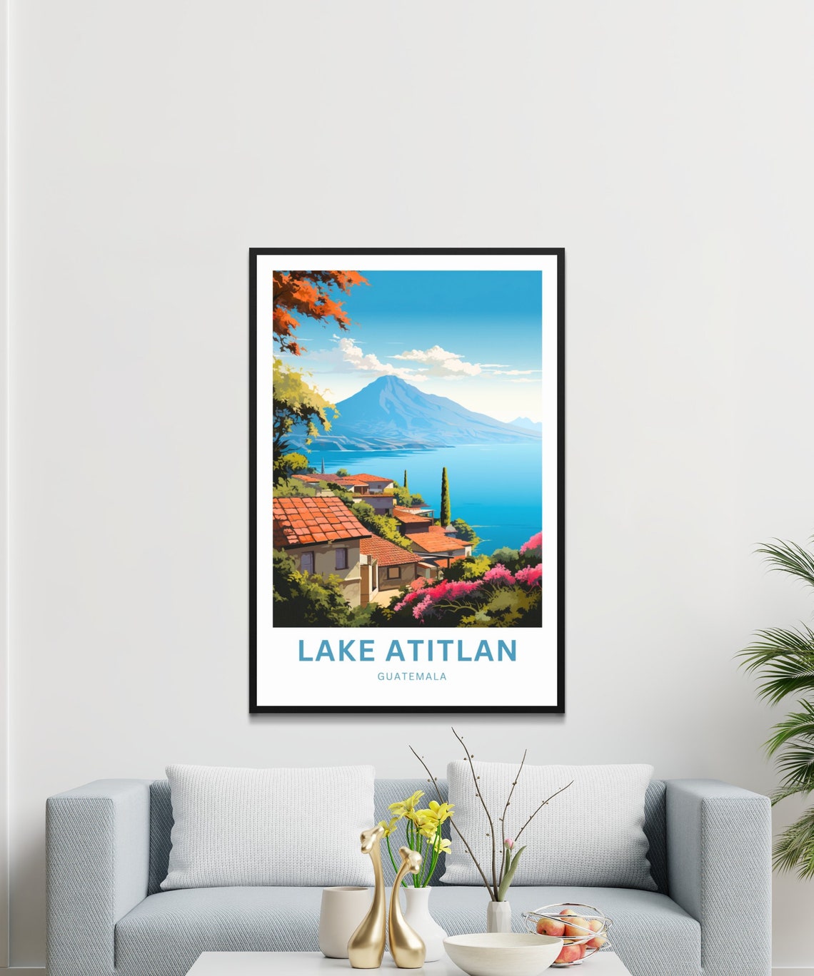 Lake Atitln Travel Print Lake Atitln Poster Guatemala Wall Art Framed Present Gift Mexico Present - Image 3
