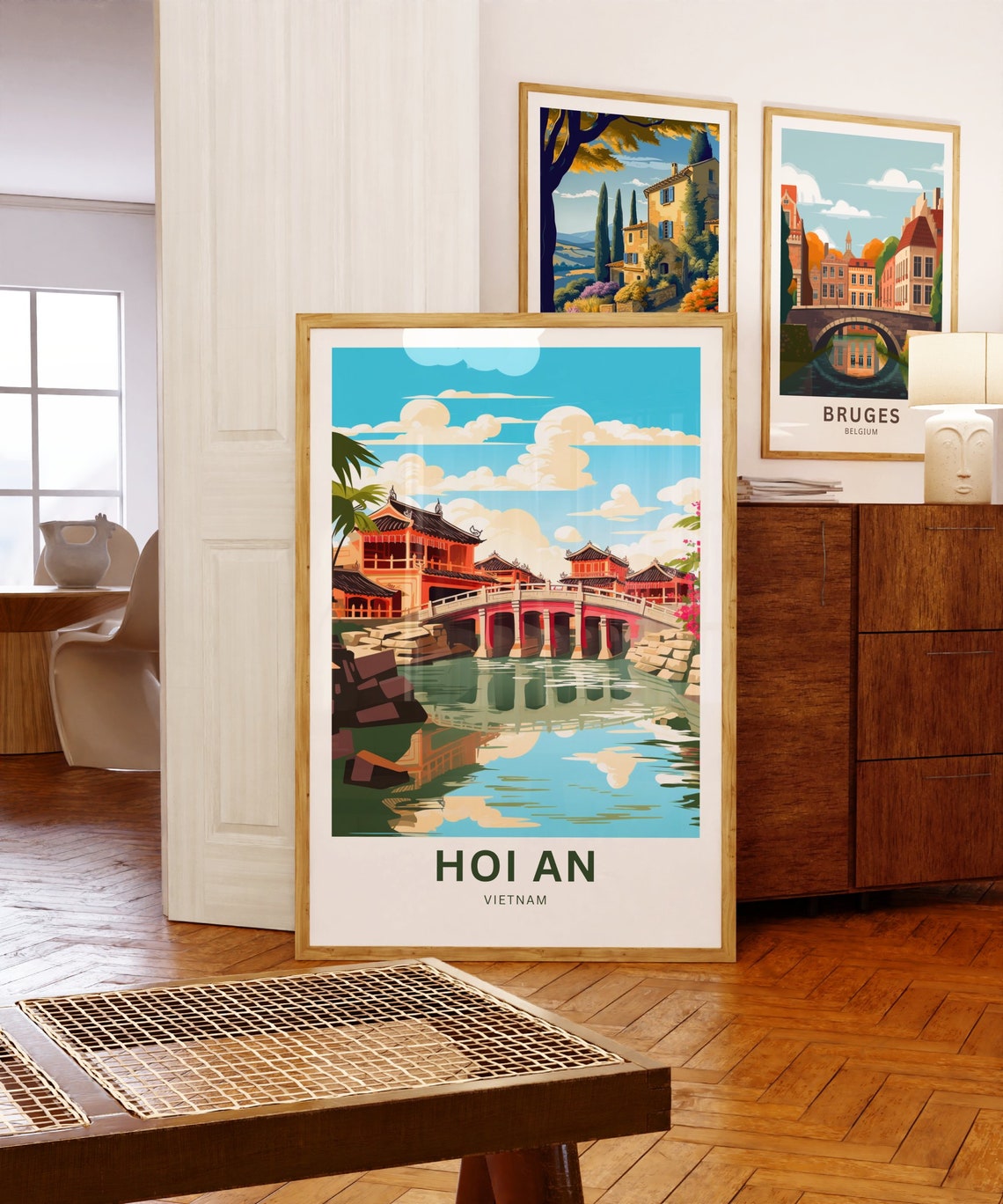 Personalized Hoi An Vietnam Japanese Bridge Riverside Poster - Image 5