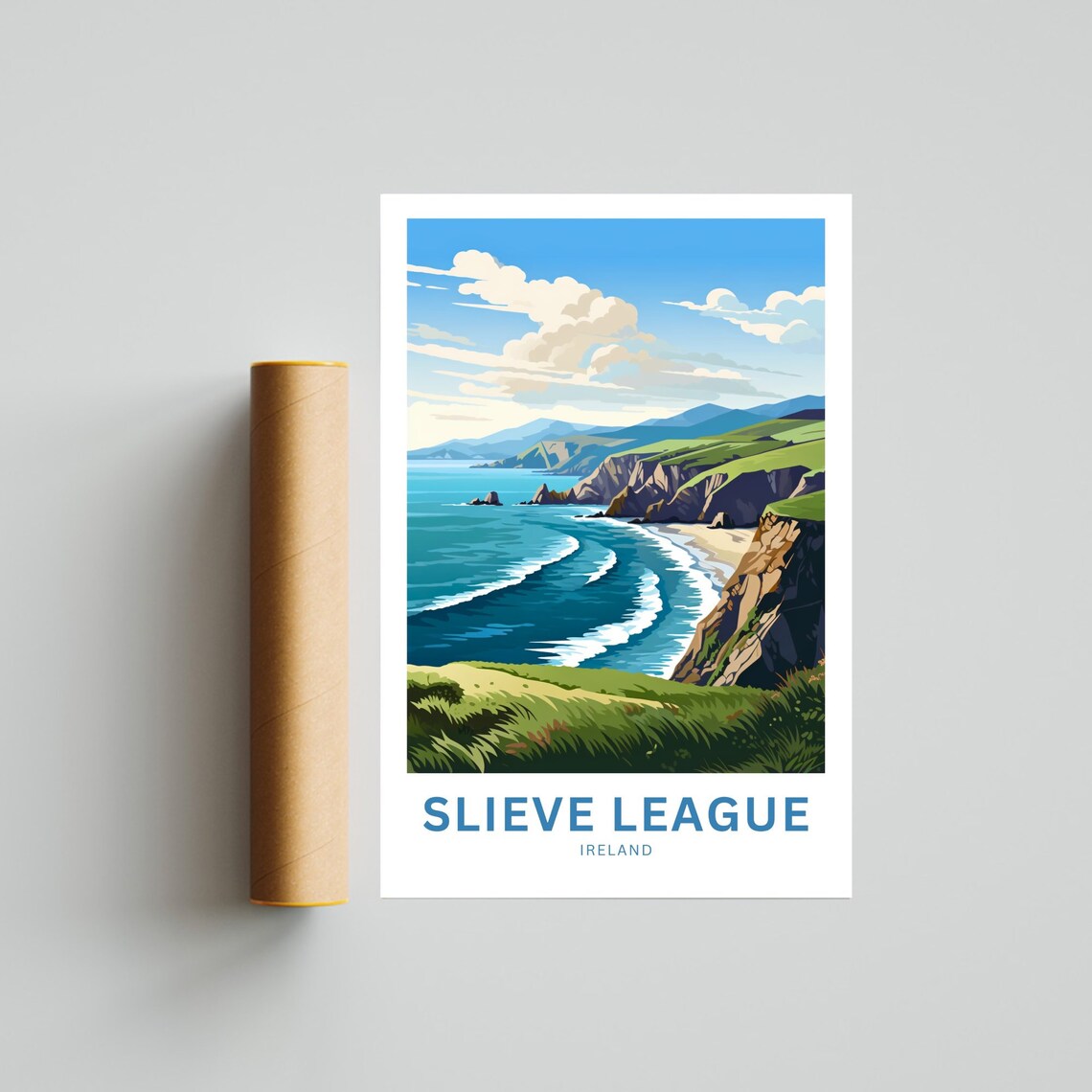 Slieve League Ireland Personalized Sea Cliffs Waves Travel Poster - Image 4