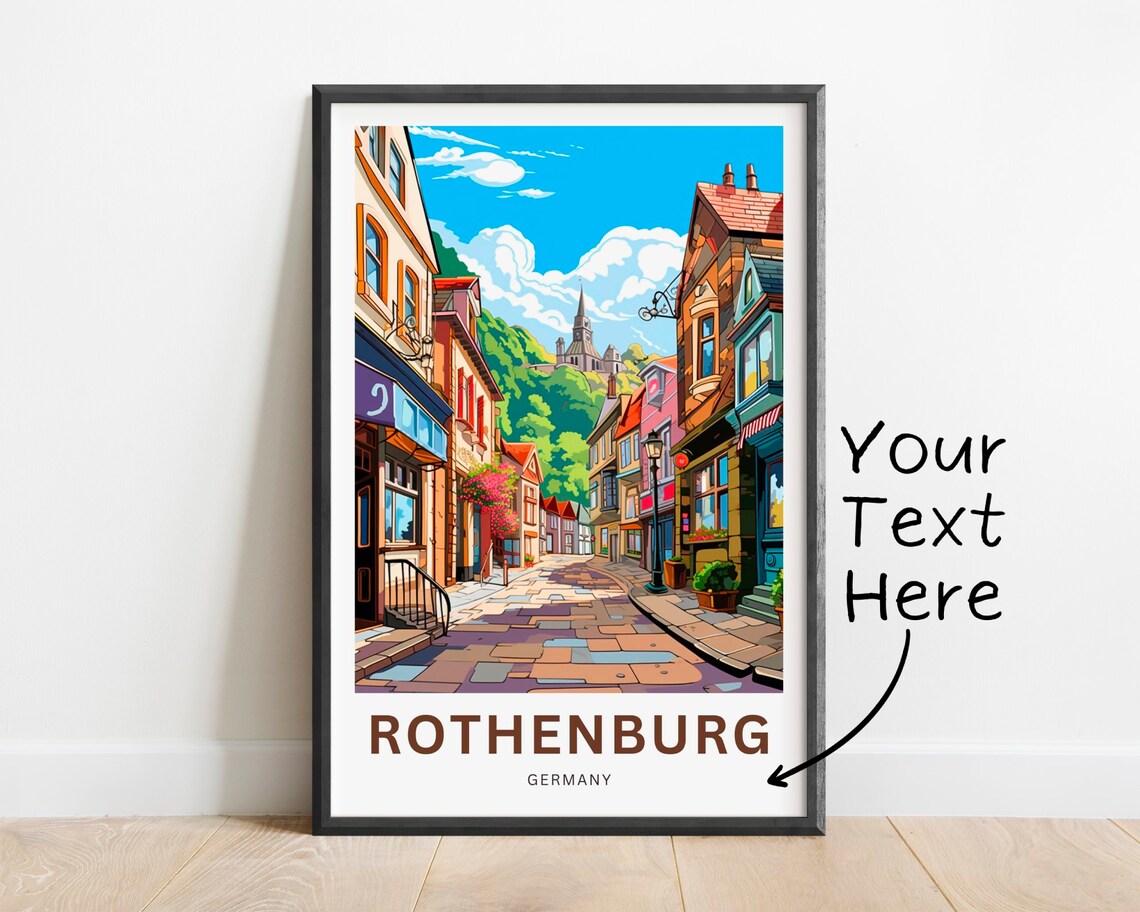Personalized Rothenburg Germany Old Town Street Custom Travel Poster