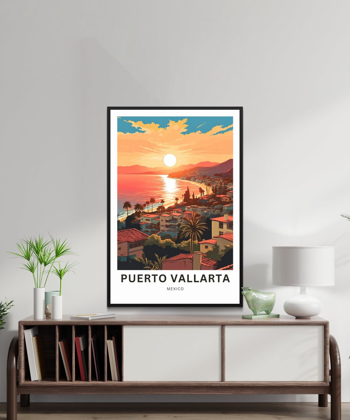 Puerto Vallarta Travel Print Puerto Vallarta Poster Mexico Wall Art Framed Present Gift Mexico Decor Present Customize Your Text - Image 2