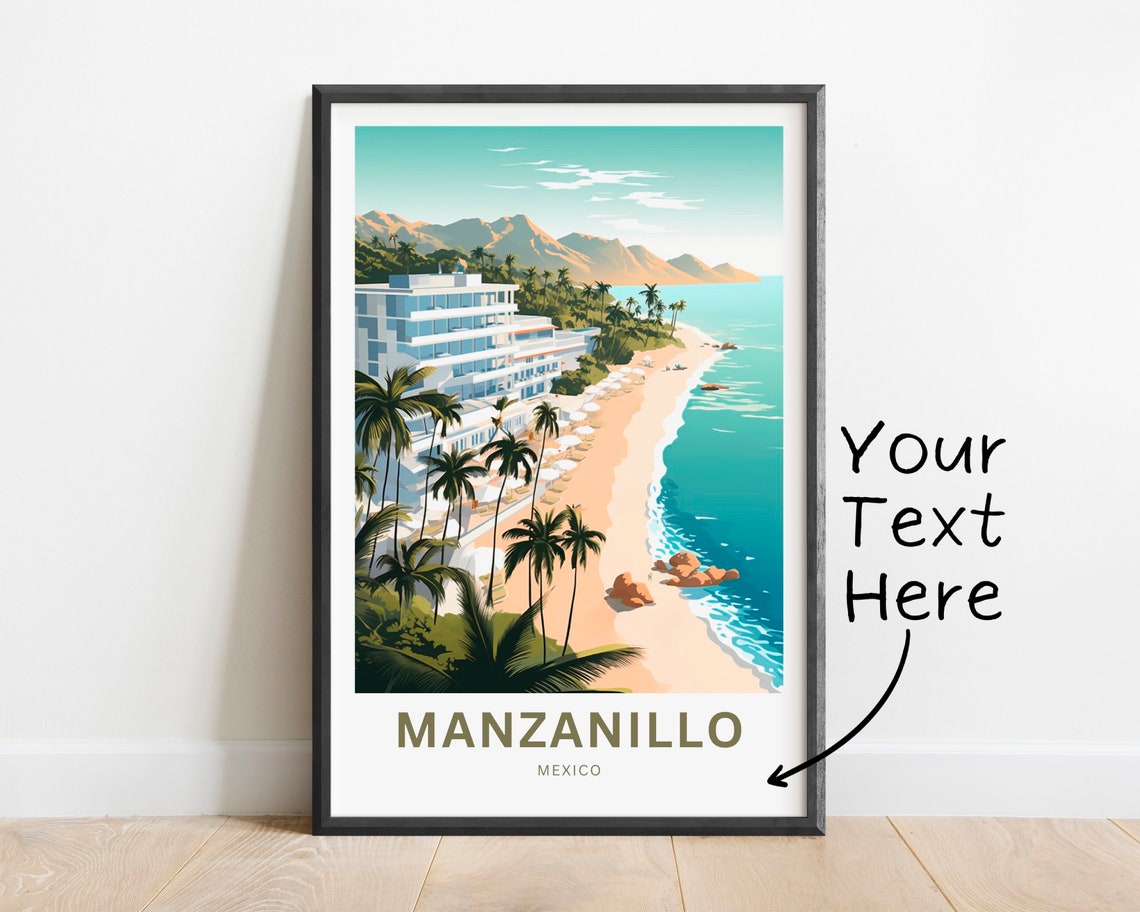 Personalized Manzanillo Mexico Beach Resort Mountain View Poster