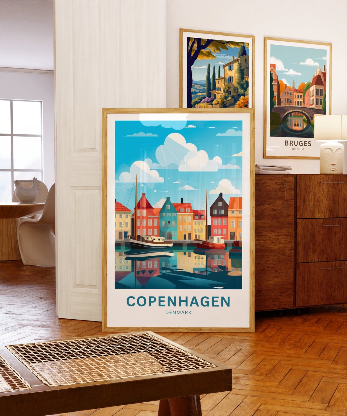 Copenhagen Denmark Nyhavn Canal Reflection Harbor Boats Poster - Image 5