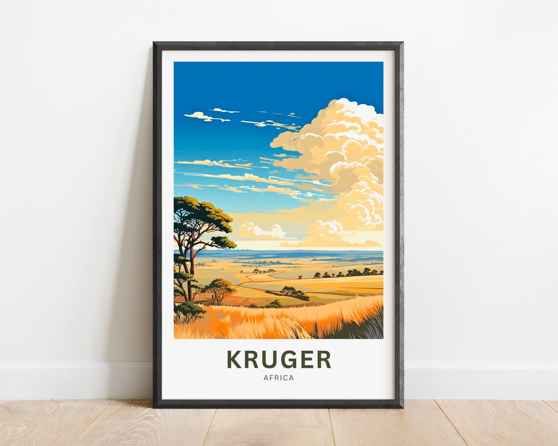 Kruger Africa Golden Savanna Grassland Safari Adventure Poster