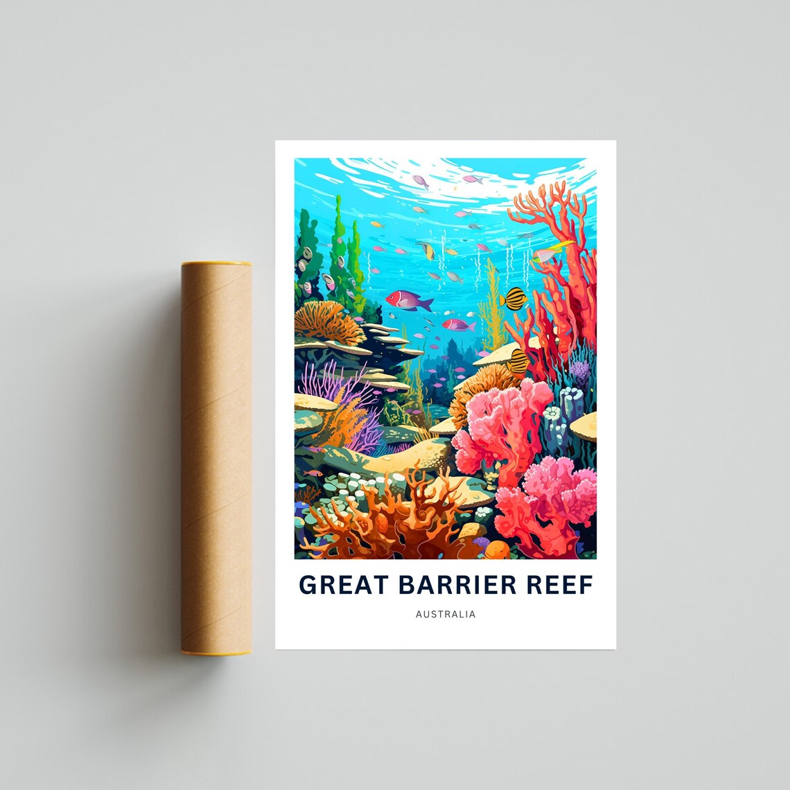Great Barrier Reef Australia Tropical Fish Coral Reef Scene Poster - Image 2