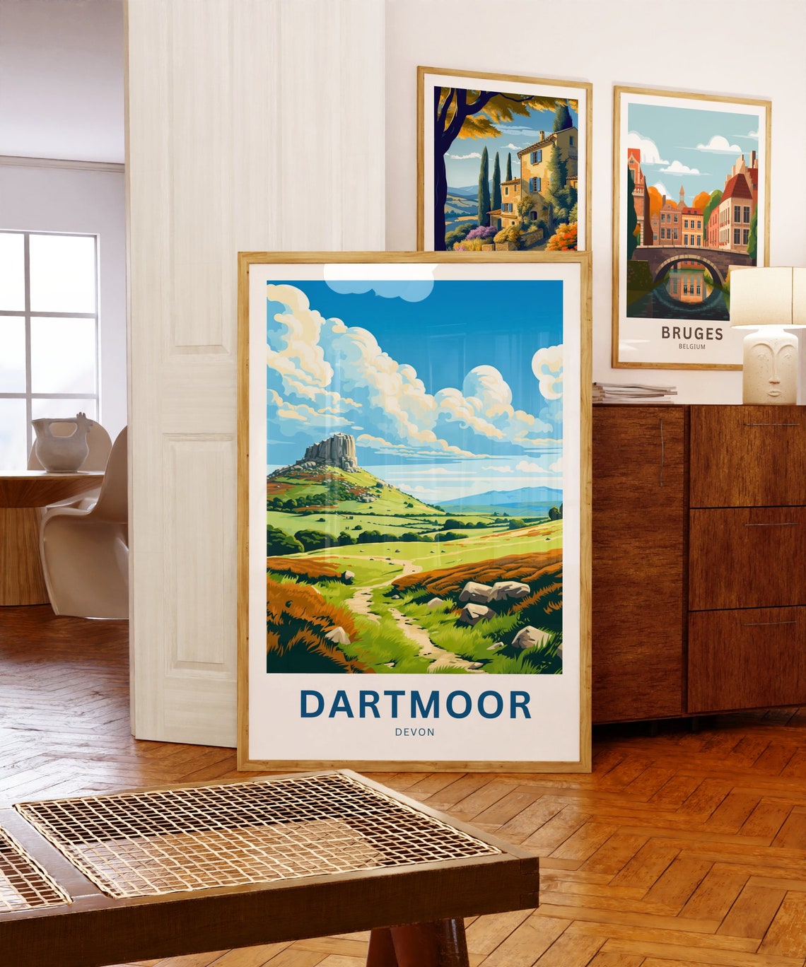 Dartmoor Devon Rocky Tor and Sandy Path Across Wild Grass Poster - Image 5