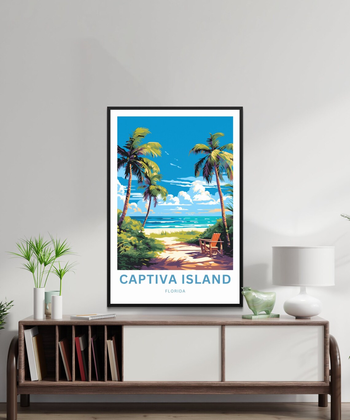 Captiva Island Florida Beach Trail Chair Ocean Travel Poster - Image 2