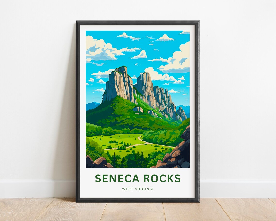 Seneca Rocks Travel Poster, Virginia Wall Art
