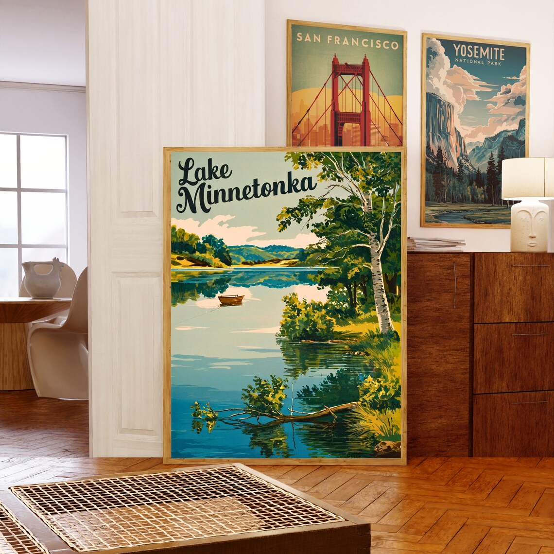 Lake Minnetonka Canoe Calm Lake Summer Vintage Travel Poster - Image 5