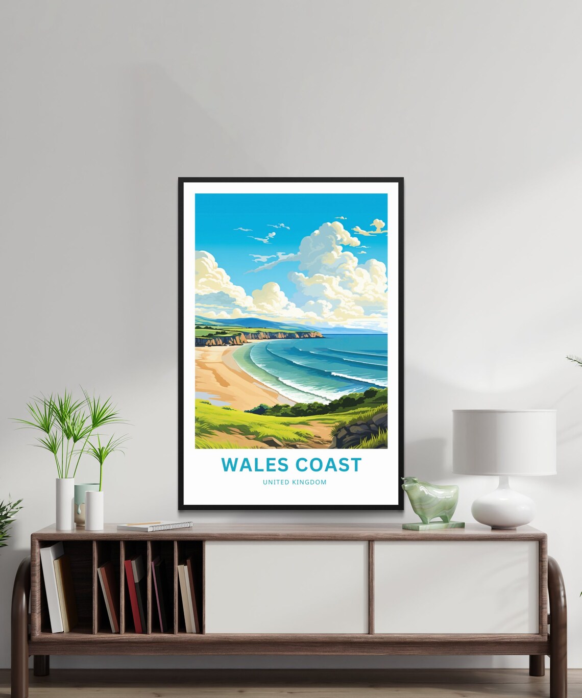 Wales Coast United Kingdom Sandy Beach Turquoise Waves Travel Poster - Image 2