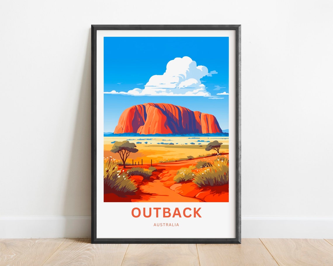 Australian Outback Uluru Red Rock Desert Sunset Travel Poster