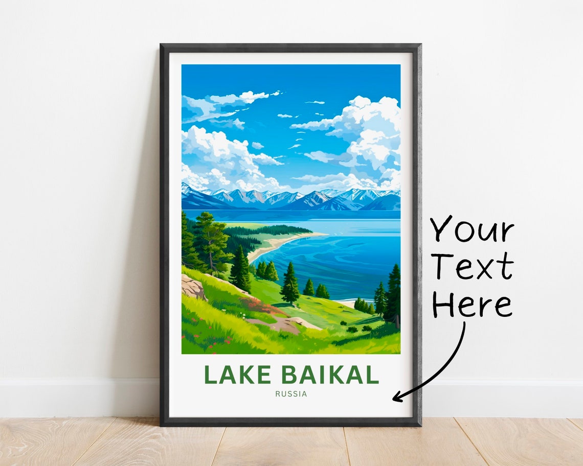 Lake Baikal Russia Meadow Beach Summer Personalized Travel Poster