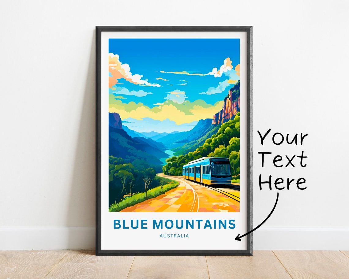 Blue Mountains Australia Train Mountain Road View Custom Text Poster