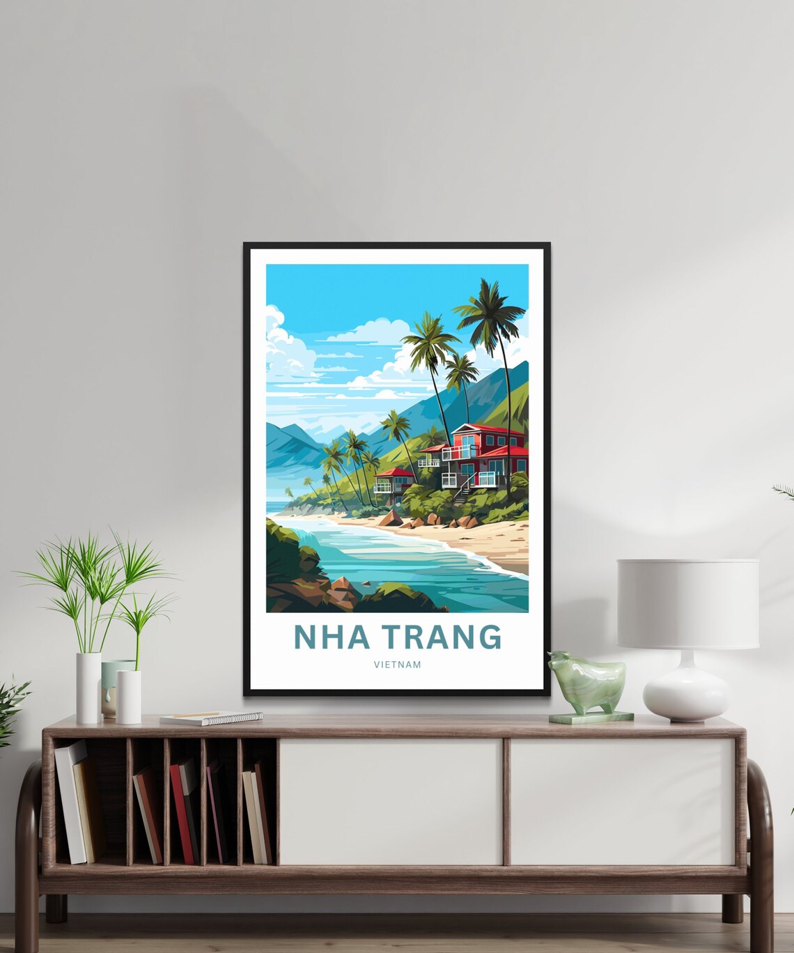 Nha Trang Vietnam Turquoise Bay Palm Villas Personalized Poster - Image 2