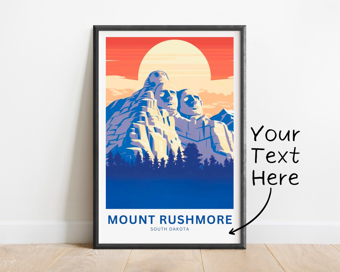Mount Rushmore South Dakota Sunset Glow Personalized Travel Poster