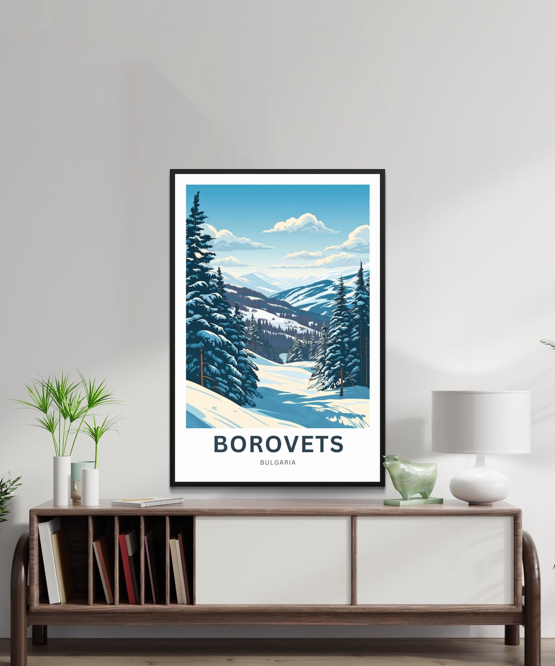 Borovets Bulgaria Snowy Pine Valley Winter Blue Travel Poster - Image 2