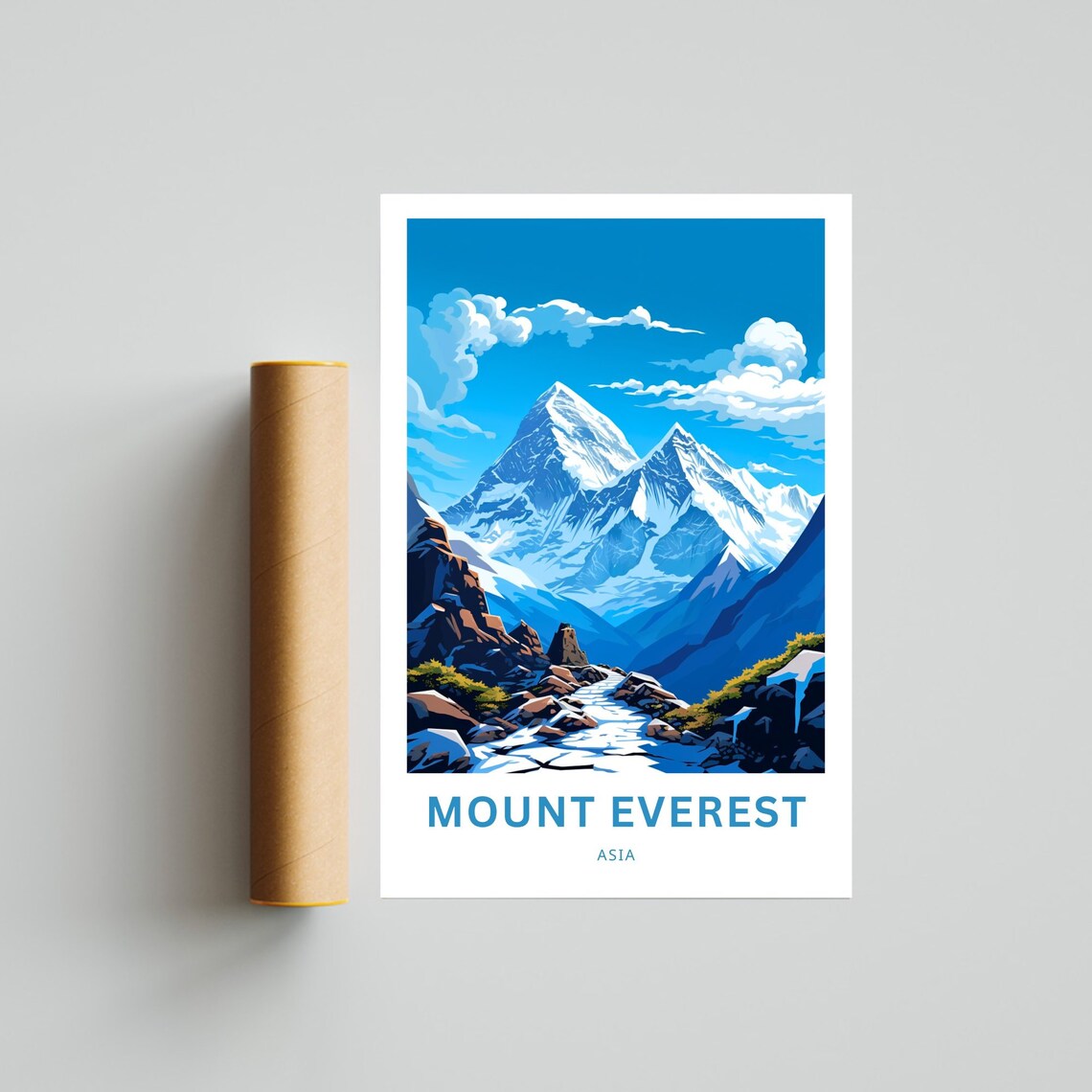 Mount Everest Asia Snow Peaks Glacier Mountain Valley Travel Poster - Image 4
