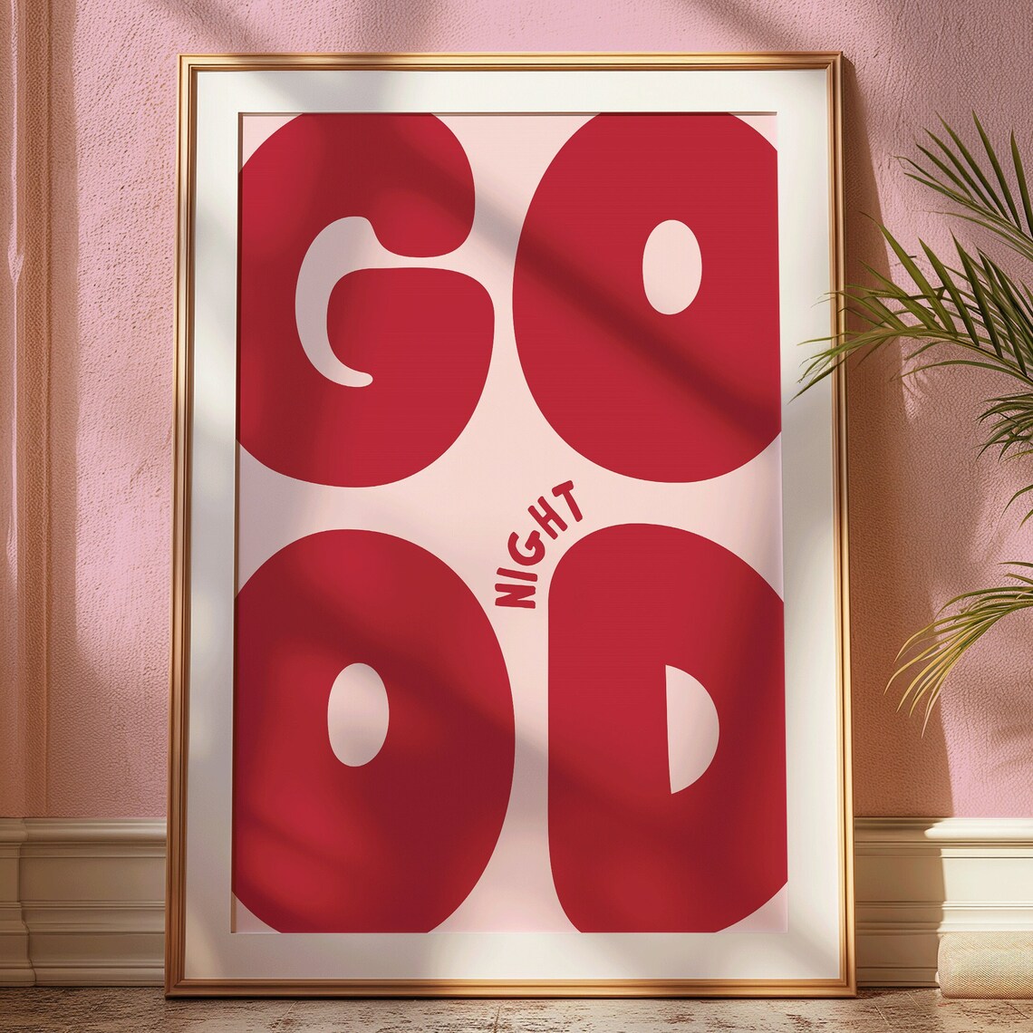 Good Night Retro Pink And Red Poster Print - Image 2