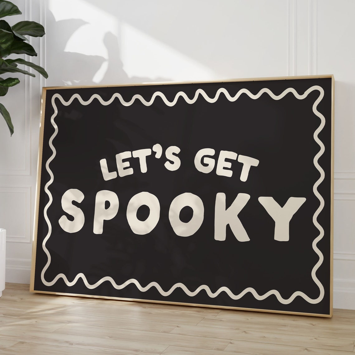 Let's Get Spooky Cream On Black Halloween Retro Quote Poster