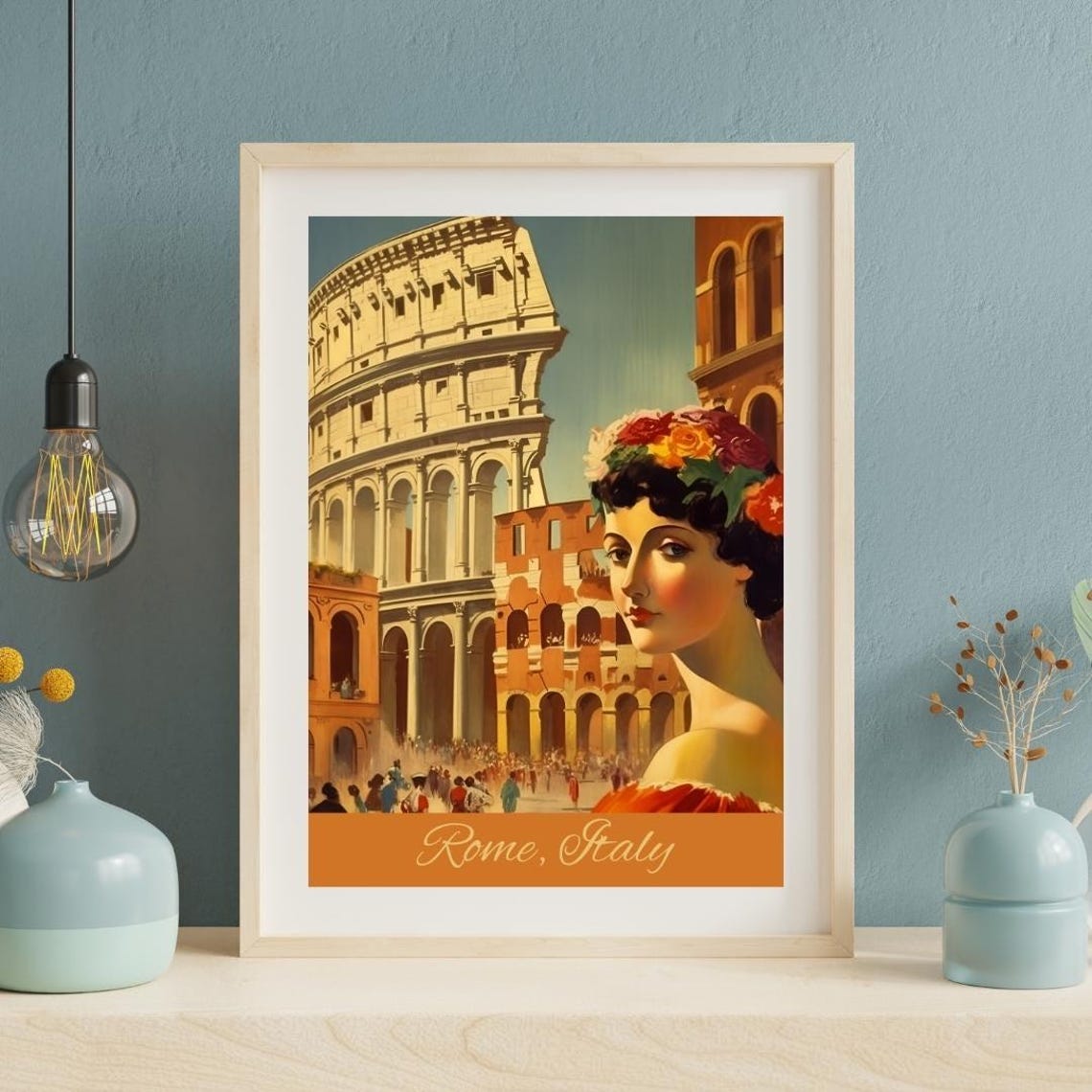 Rome Italy Vintage Wall Art Posters Cafe Decor Home World Poster Design
