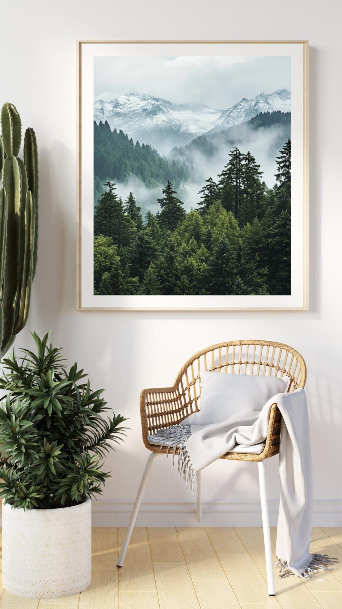 Snowy Mountain Scene Wall Art Posters Cafe Decor Home World Poster Design