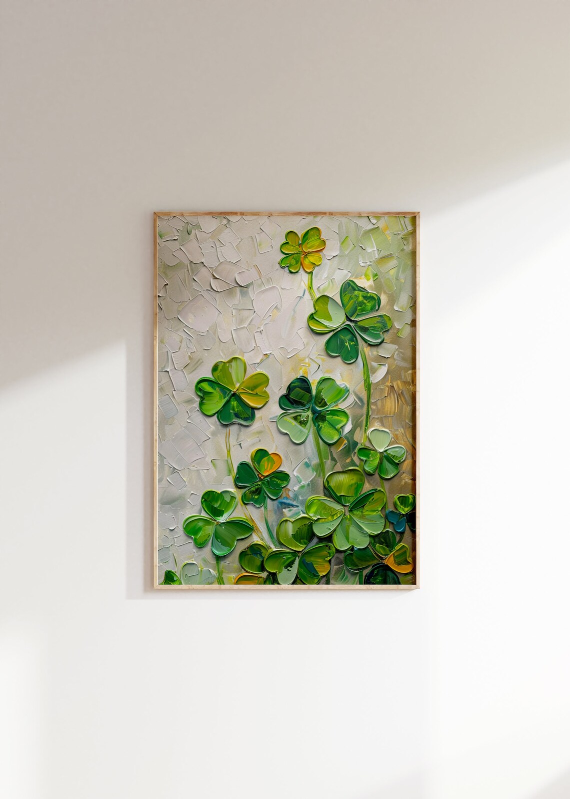 Vintage St Patricks Day Clover Oil Painting Art Print - Image 2