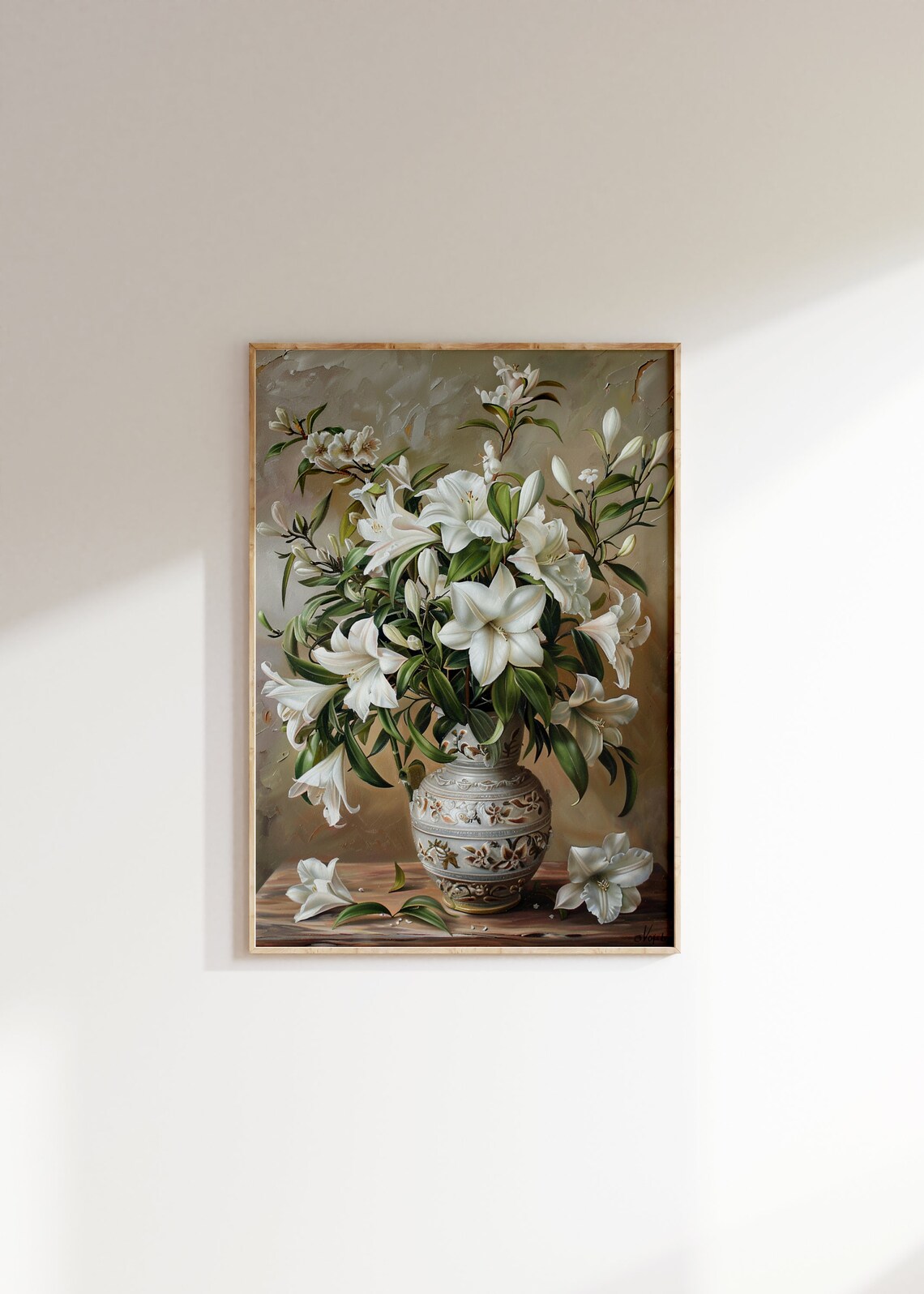 Vintage White Flower Painting, Floral Art Print - Image 2